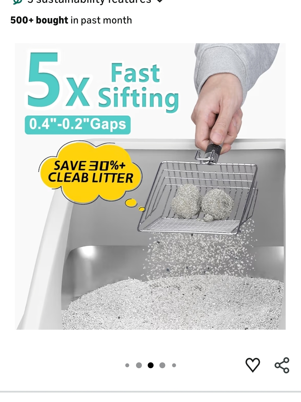 8-Inch Deep Stainless Steel Cat Litter Box - White and Silver - Picture 5 of 6
